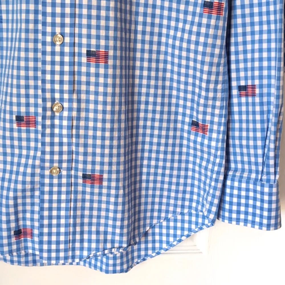 Vineyard Vines USA Flag Blue Check Tucker Shirt. Size Small - Picture 8 of 14